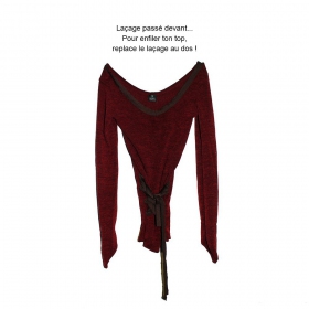 \'\'Eo-Kimö\'\' pullover top, Wine and black