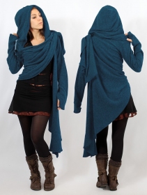  Danaeriz  long sleeve hooded shawl cardigan, Blue