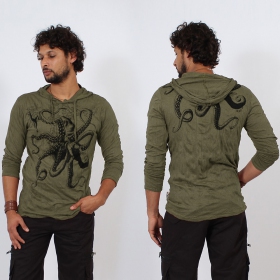  Octopus  hooded t-shirt, Army green