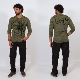"Octopus" hooded t-shirt, Army green