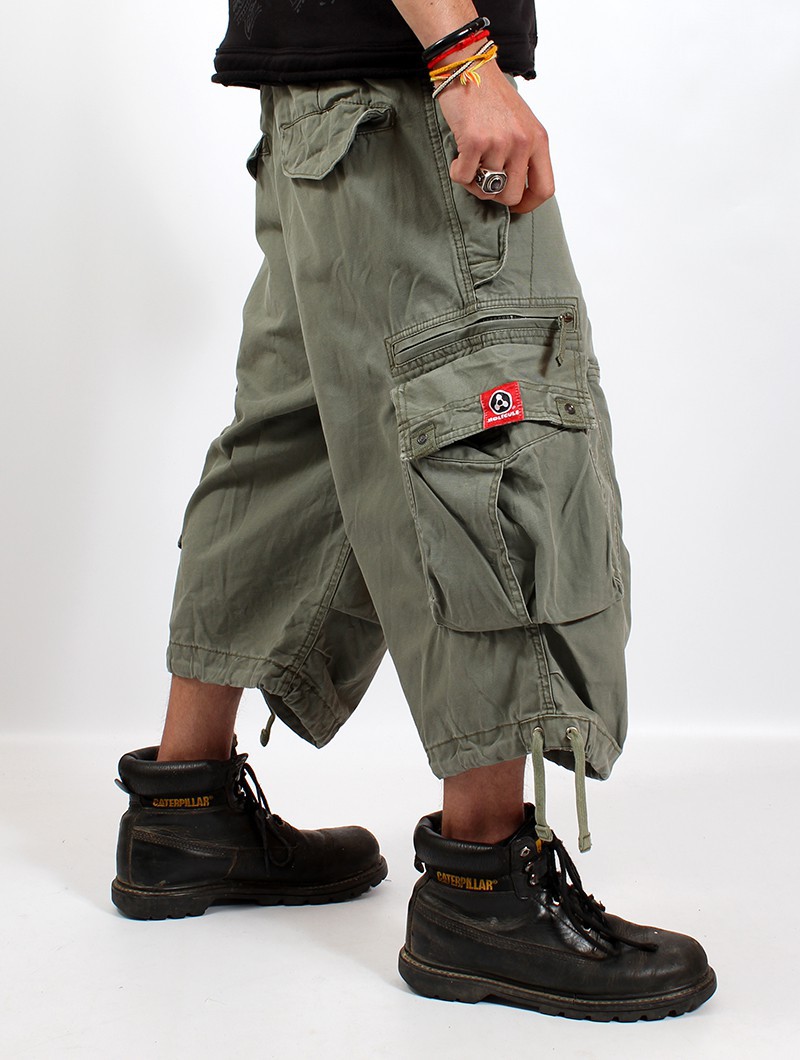 Cargo Shorts MOLECULE® Three Quarters 45056 Canvas Cap Pocket Zipper Loose  Fit Khaki