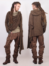 "Danaeriz" long sleeve hooded shawl cardigan, Brown