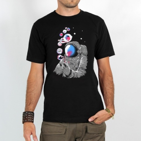 "Astronaut Planet Bubble" t-shirt, Black