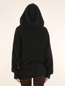 Helixx  retractable hooded long sweater, Black