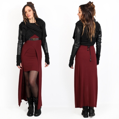 \ Aeriz\  faux leather knitted shawl, Shiny black
