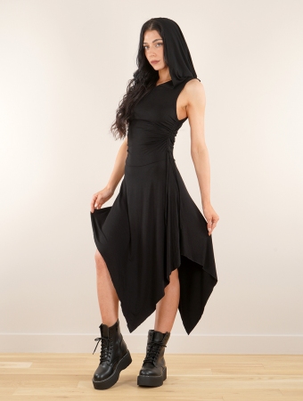 \ Akormbir\  hooded asymmetric dress, Black