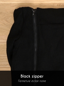 \ Akriti\  crossed hooded jacket with zipper, Black