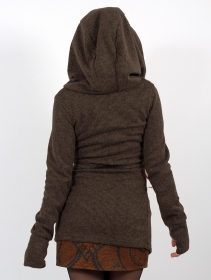 \ Akriti\  crossed hooded jacket with zipper, Brown