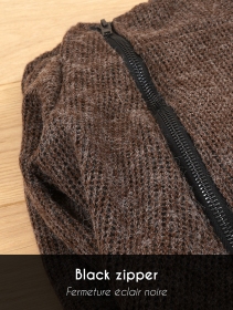 \ Akriti\  crossed hooded jacket with zipper, Brown