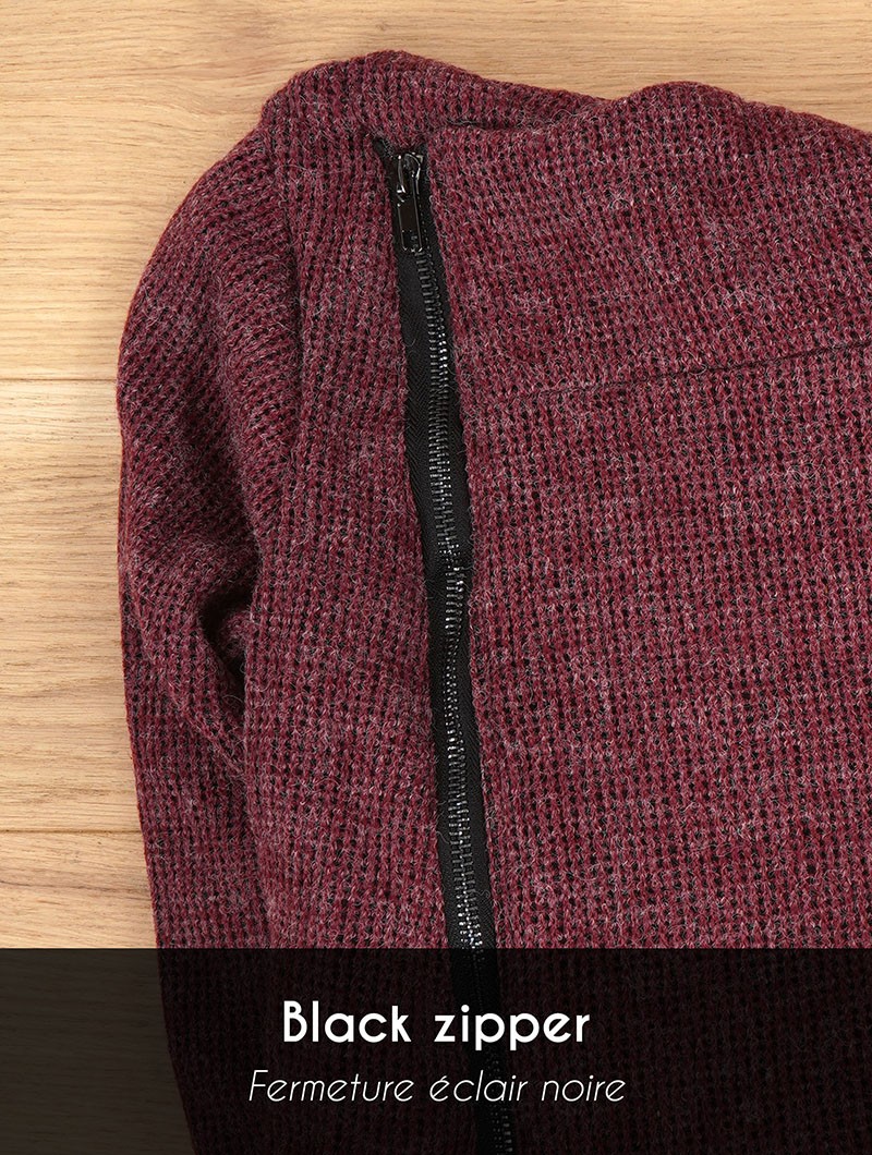 \ Akriti\  crossed hooded jacket with zipper, Wine