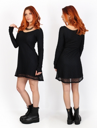 \ Alchema\  crochet lining dress, Black & dark teal