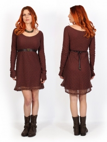 \ Alchema\  crochet lining dress, Brown & wine