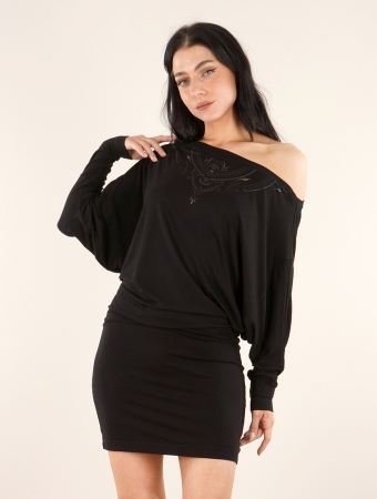 \ Aliyan Zohraa\  batwing sleeves short dress, Black