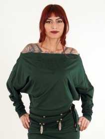 \ Aliyan Zohraa\  batwing sleeves short dress, Forest green