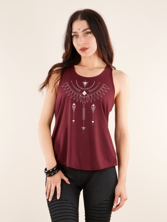 \ Amonet\  printed tank top, Wine and silver
