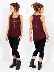 \ Amonet\  printed tank top, Wine with silver print