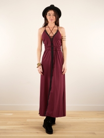 \ Amulette\  lace-up split long dress, Wine