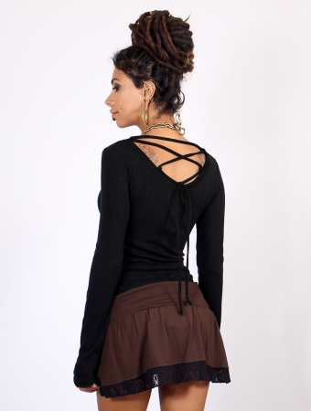 \ Anaëly\  lace up back sweater, Black and brown