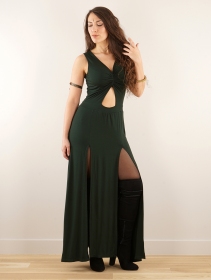 \ Andreas\  long split strappy dress, Forest green