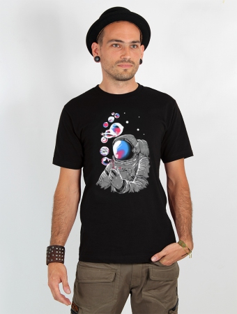\ Astronaut Planet Bubble\  t-shirt, Black