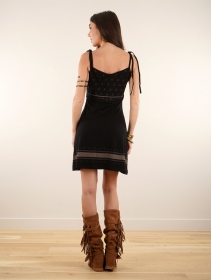 \ Atkatla\  printed strappy short dress, Black