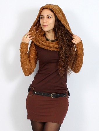 \ Atma\  crochet long sleeve top, Rusty and brown