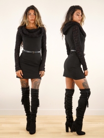 \ Atmäa\  crochet long sleeved dress, Black