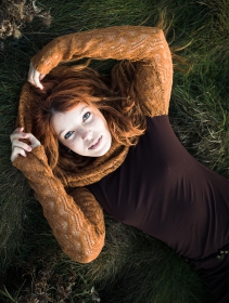 \ Atmäa\  crochet long sleeved dress, Rusty and black