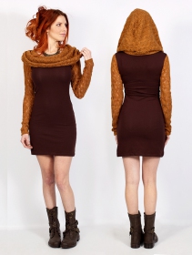 \ Atmäa\  crochet long sleeved dress, Rusty and brown