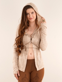 \ Awenäe\  hooded cardigan with front lacing, Beige