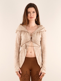 \ Awenäe\  hooded cardigan with front lacing, Beige