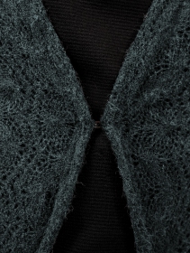 \"Boheme\" crochet long cardigan, Bluish grey