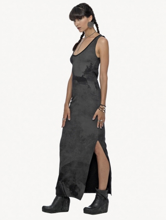 \ Calli\  printed sleeveless bare back long dress, Black and grey