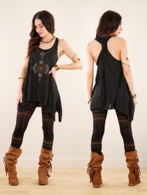 \ Chantira\  printed knotted sleeveless tunic, Black and brown