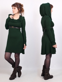 \ Chryzz\  hooded long sleeve dress, Forest green