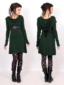 \ Chryzz\  hooded long sleeve dress, Forest green