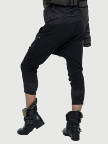 \ Combo\  3/4 baggy pants with printed details, Black