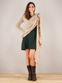 \ Danaeriz\  long sleeve crochet shawl, Beige