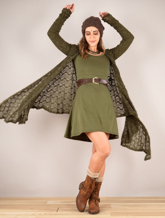 \ Danaeriz\  long sleeve crochet shawl, Olive green