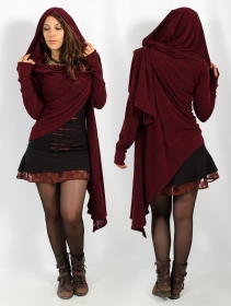 \ Danaeriz\  long sleeve hooded shawl cardigan, Wine