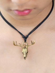 \ Deer skull\  golden brass necklace