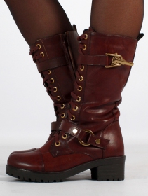 \ Dezba\  high boots, Auburn with golden accessories