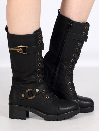 \ Dezba\  high boots, Black with silver accessories