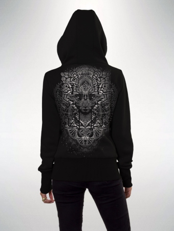 \ Digital Nature\  zipped hoodie, Black