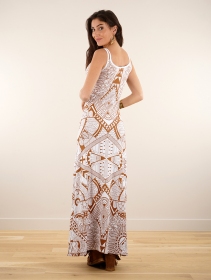 \ Electra Africa\  printed long split strappy dress, White