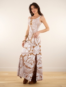 \ Electra Africa\  printed long split strappy dress, White