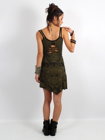 \ Electra Africa\  printed short strappy dress, Army green