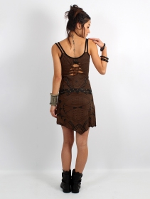 \ Electra Africa\  printed short strappy dress, Brown