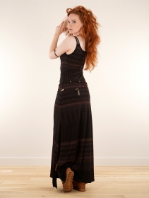 \ Electra Aztec\  printed long split strappy dress, Black