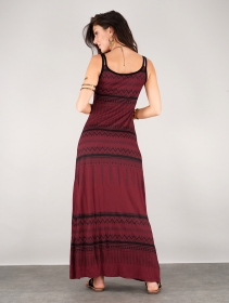 \ Electra Aztec\  printed long split strappy dress, Dark red